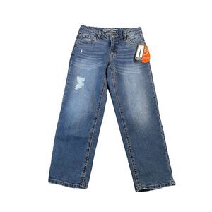 Wonder Nation Slouchy Straight Distressed Medium Wash Girls Jeans Size 10 NEW